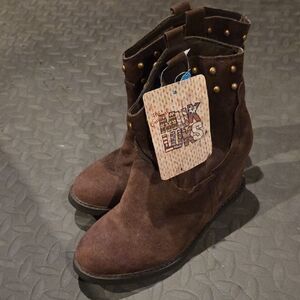Muk Luks Dark Brown Suede Studded Boots